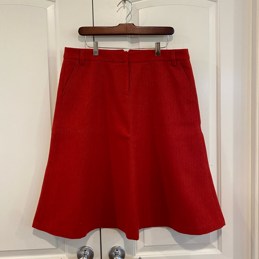 J. Crew Red/Orange Wool A-line Skirt